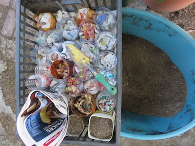 fill the tube system with sifted 50 /50 sand/compost