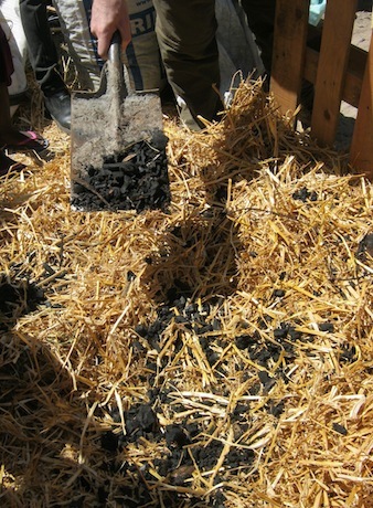 Biochar will get charged up in this hot compost pile