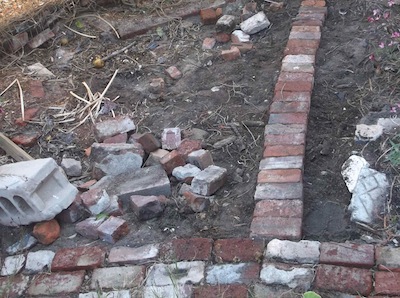 a very simple garden path under construction