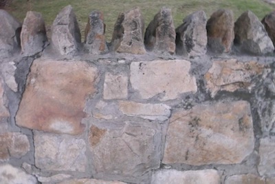 Local stone used for innovative wall design on the mountain