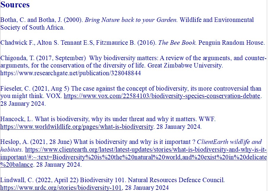 references on biodiversity 1