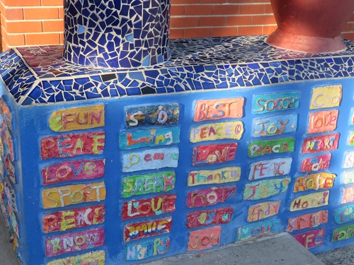 A cooperative art work extolling the good things in life at Steenberg Primary