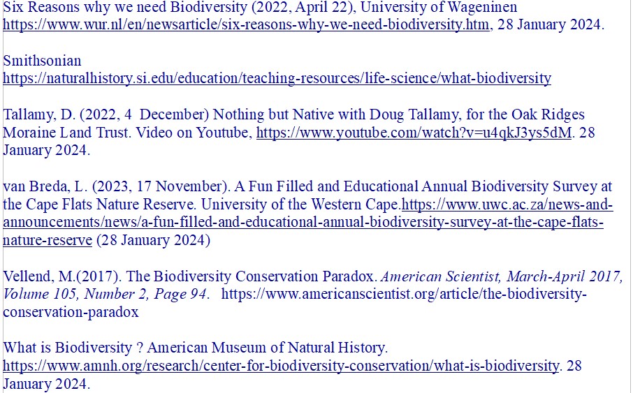 References on biodiversity 3 References on biodiversity 3