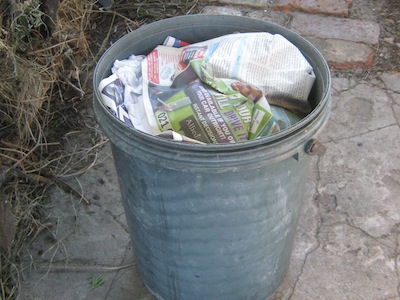 the full collecting bucket ready for composting