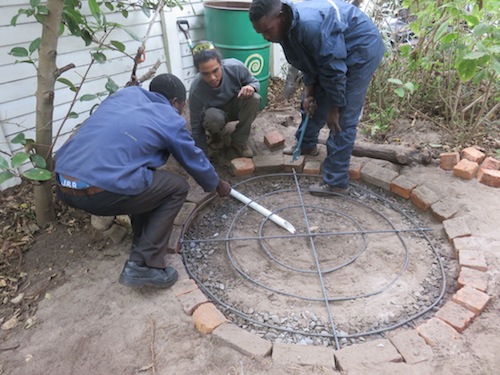 lay bottom drain under grid