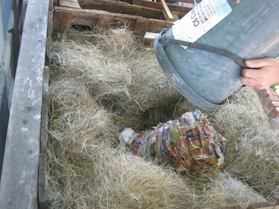 dump the contents in a nest of straw