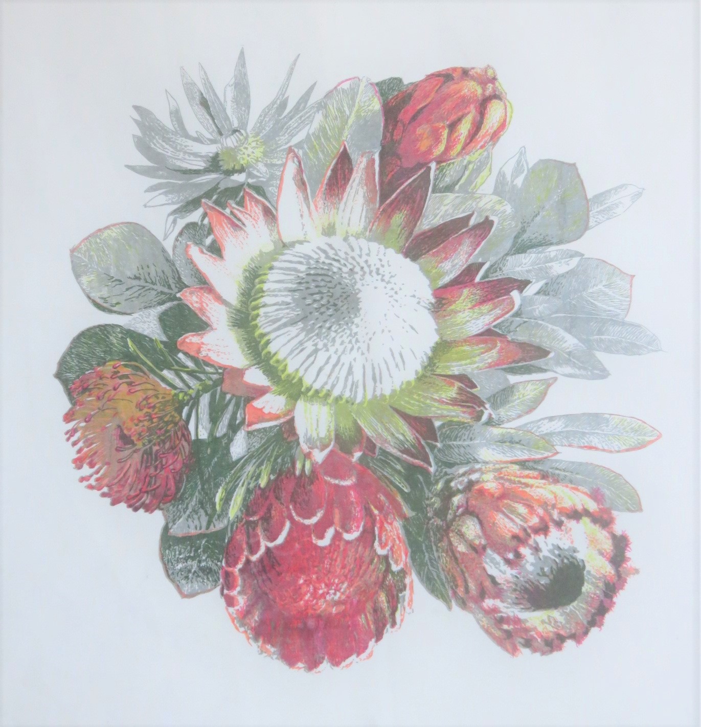 This picture of different proteas is a seven color print