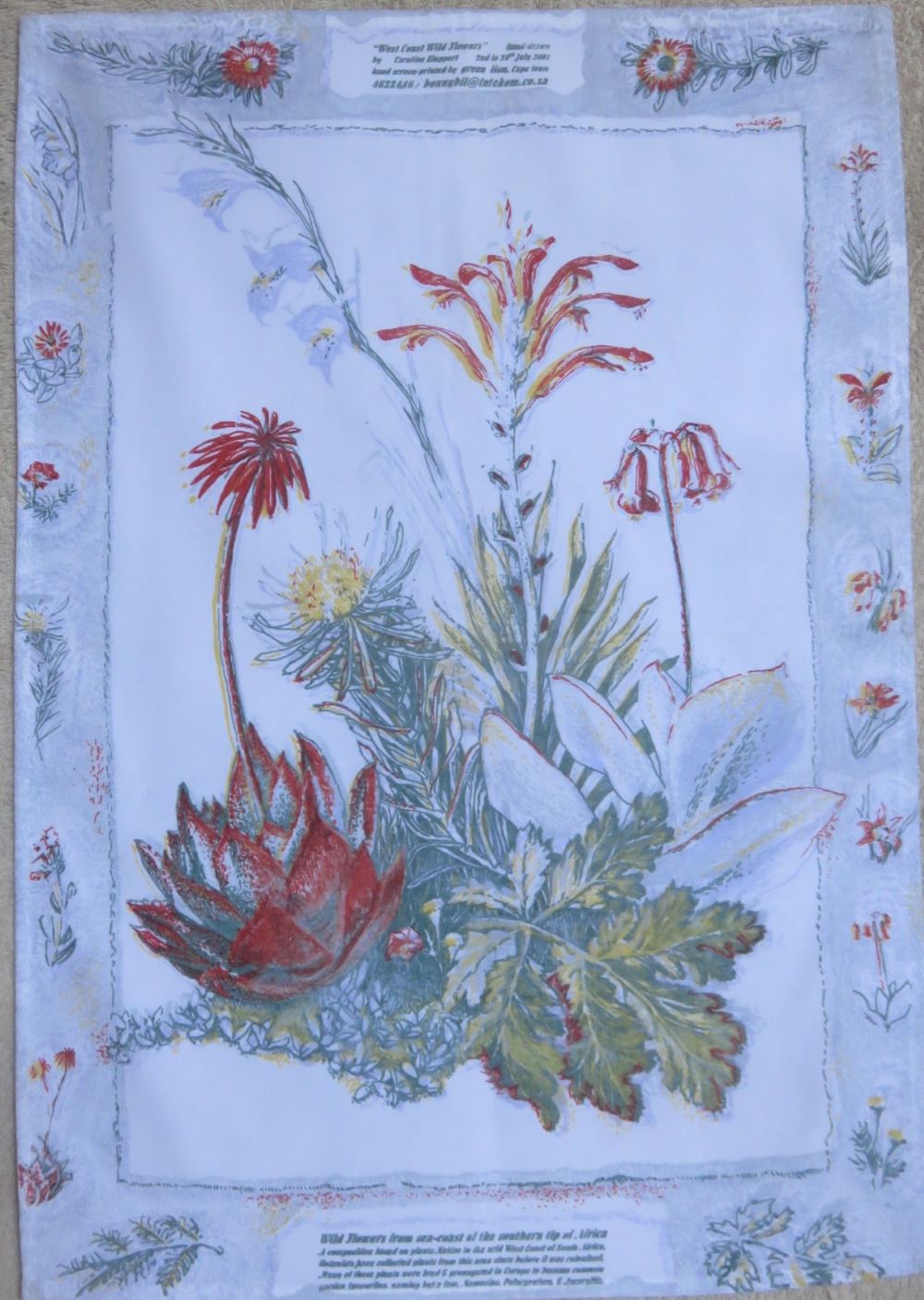 The same wild flower design with a border done for our range of tea towels.